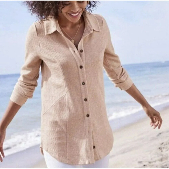 Soft Surroundings Gale Tunic Womens Size S Peach Button Front NWT - Picture 1 of 8